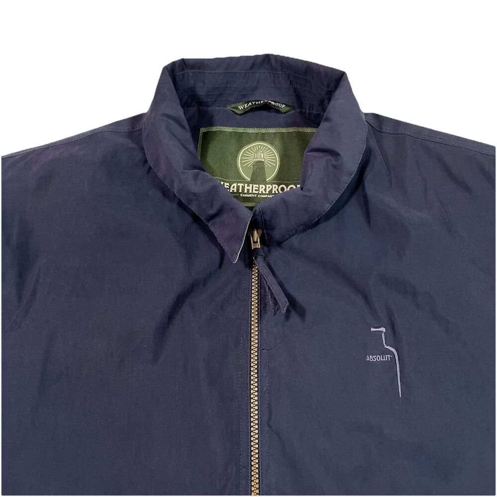 Vintage Weatherproof Absolut Vodka Bomber Jacket XL Navy Full Zip Coat